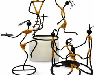 15 1960sMidCenturyDanishIronCaneStringFigurativeCandleholders