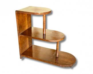 14 VintageArtDecoWalnutThreeTierSideTableLikely1930s
