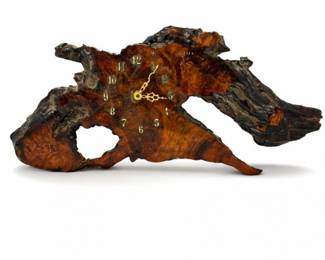 33 VintageLiveEdgeBurlWoodWallClock