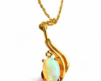 1 14KGoldOpalPendantNecklace