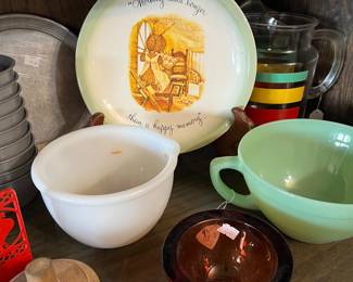 Jadeite, butter molds, pitcher