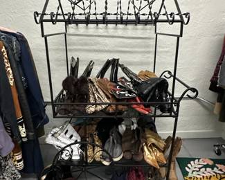 Vintage French Wrought Iron Bakers Rack with Ornate Scrollwork