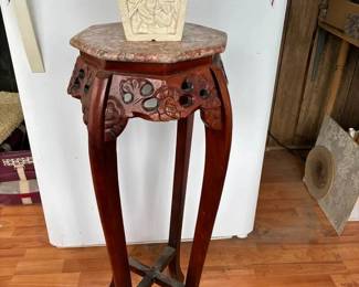 NO112Asian Marble Top Plant Stand  Pot