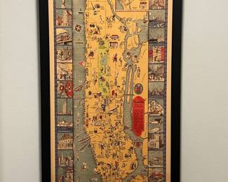Framed Vintage "Manhattan, First City In America" Map By C.E. Millard (Originall 1933)