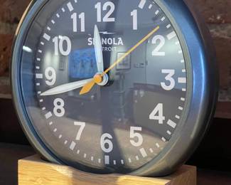 Shinola Runwell Gunmetal Grey Desk Clock (Crate & Barrel)