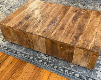Rough Mango Wood Block Coffee Table (Made In India)
