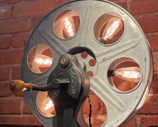 ORIGINAL "Raphael Creations" (Melrose Ave, LA) Custom Made Film Reel 5 Bulb Lighted Sculpture