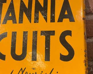 GENUINE Antique "Britannia Biscuits Delicious And Nourishing" Porcelain Sign