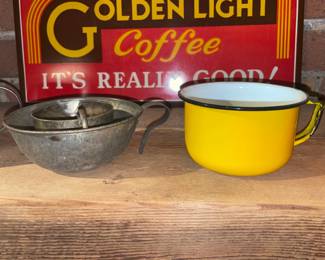 Vintage Tin & Enamel Handled Cups