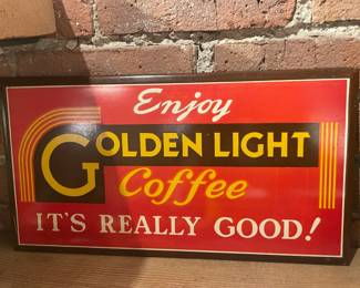 Vintage "Enjoy Golden Light Coffee" Sign By Scioto Sign Co (Ohio)