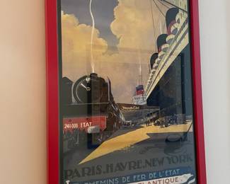 Framed Vintage "Paris, Havre, New York" Poster For French Line By Albert Sebille (Originally 1920s)