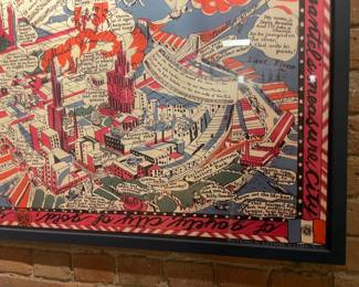 Framed "New York" Pictoral Map Poster By "Joseph B. Platt" (Originally 1925)