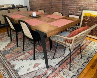 Crate & Barrel Lakin 81” Teak Extendable Dining Table W/ 6 Dining Chairs (Some Are CB2)