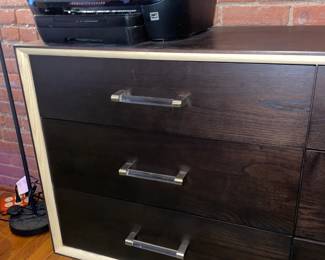 Lucia 6 Drawer Dresser Cabinet Black W/ Acrylic Hardware