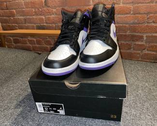 Nike Air Jordan 1 Mid 554724 095 Black/Dark Iris-White (Size 12) W/ Box