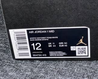 Nike Air Jordan 1 Mid 554724 413 Mystic Navy/Mint Foam-White (Size 12) W/ Box