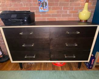 Lucia 6 Drawer Dresser Cabinet Black W/ Acrylic Hardware