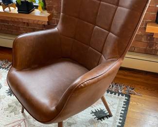 Yaheetech Brown Leather Wingback Accent Chair