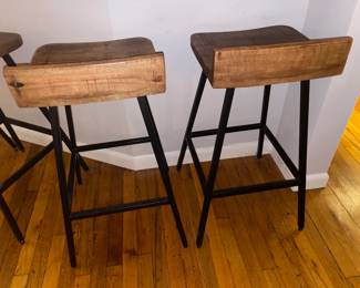 Kosas Home Pennie 27in Industrial Solid Wood Brown Counter Stools 