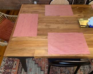 Crate & Barrel Lakin 81” Teak Extendable Dining Table W/ 6 Dining Chairs (Some Are CB2)