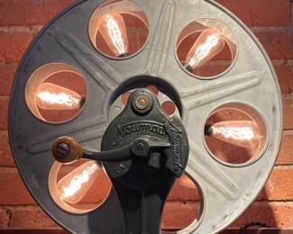 ORIGINAL "Raphael Creations" (Melrose Ave, LA) Custom Made Film Reel 5 Bulb Lighted Sculpture