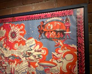 Framed "New York" Pictoral Map Poster By "Joseph B. Platt" (Originally 1925)