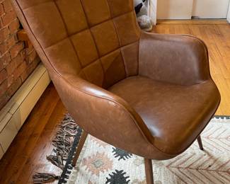 Yaheetech Brown Leather Wingback Accent Chair