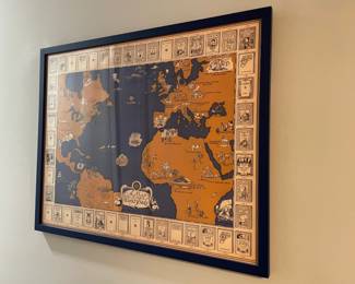 Framed Vintage "A Map Of The World Of Books" Poster By Joe A. A. Taylor (Originally 1928)