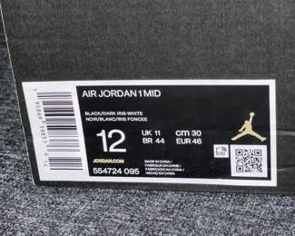 Nike Air Jordan 1 Mid 554724 095 Black/Dark Iris-White (Size 12) W/ Box