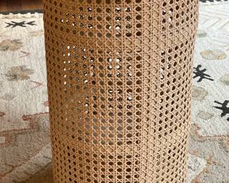 "Vernet" Travertine & Cane End Table By Crate & Barrel