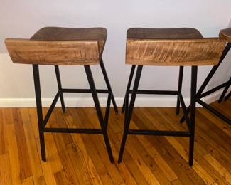 Kosas Home Pennie 27in Industrial Solid Wood Brown Counter Stools 