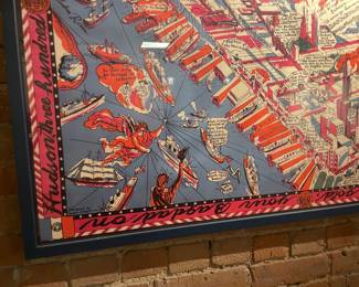 Framed "New York" Pictoral Map Poster By "Joseph B. Platt" (Originally 1925)