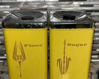 Vintage Tin Kitchen Canisters