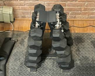 5 Pair Rubber Hex Dumbbell Set W/ A-Frame Rack