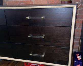 Lucia 6 Drawer Dresser Cabinet Black W/ Acrylic Hardware