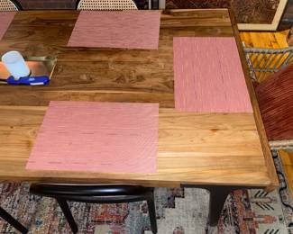 Crate & Barrel Lakin 81” Teak Extendable Dining Table W/ 6 Dining Chairs (Some Are CB2)