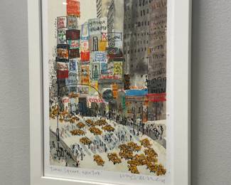 Framed "Times Square New York" Art Print Signed By Clare Caulfield