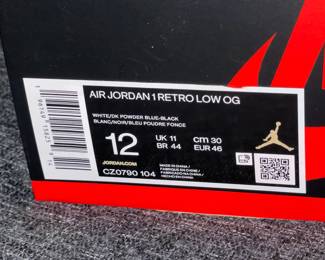 Nike Air Jordan 1 Retro Low OG CZ0790 104 White/Dk Powder Blue-Black (Size 12) W/ Box