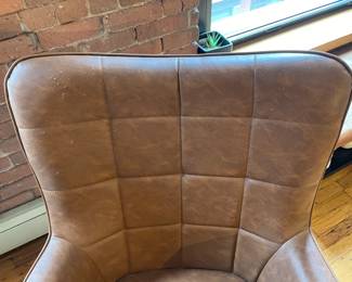 Yaheetech Brown Leather Wingback Accent Chair