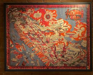 Framed "New York" Pictoral Map Poster By "Joseph B. Platt" (Originally 1925)