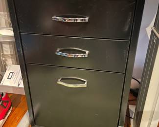 Metal 3 Drawer Rolling Vertical Filing Cabinet 