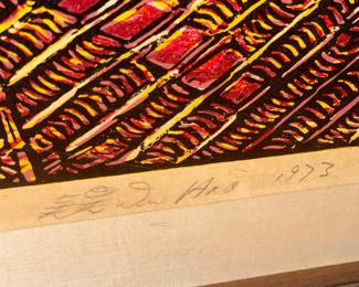 Framed & Signed ORIGINAL Color Woodblock Print By Taiwanese Artist Wu Hao (#8/30) 1973