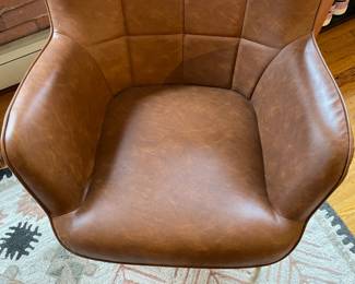 Yaheetech Brown Leather Wingback Accent Chair