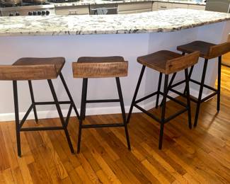 Kosas Home Pennie 27in Industrial Solid Wood Brown Counter Stools 