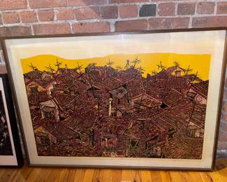 Framed & Signed ORIGINAL Color Woodblock Print By Taiwanese Artist Wu Hao (#8/30) 1973