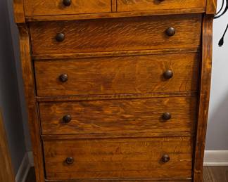 antique American Empire quarter-sawn oak highboy dresser