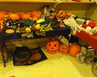 Pumpkin decor, carved and uncarved