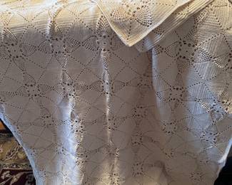Beautifully crocheted large bedspread.