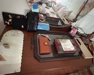 Vintage purses and vanity mirrors!