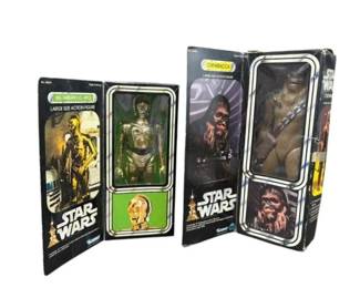 1977-78 Estate Lot of 2 STAR WARS Large Size Action Figure "Chewbacca" & "C-3PO" in boxes